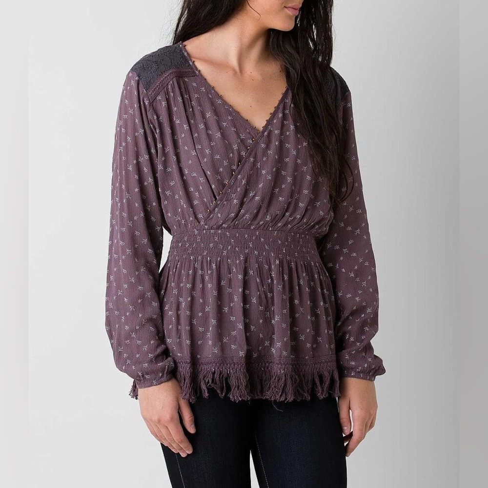 Miss Me Purple Peplum Bohemian Top Size S
